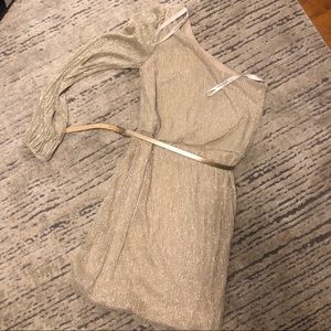 Bisou Bisou Gold Shimmer One Shoulder Dress